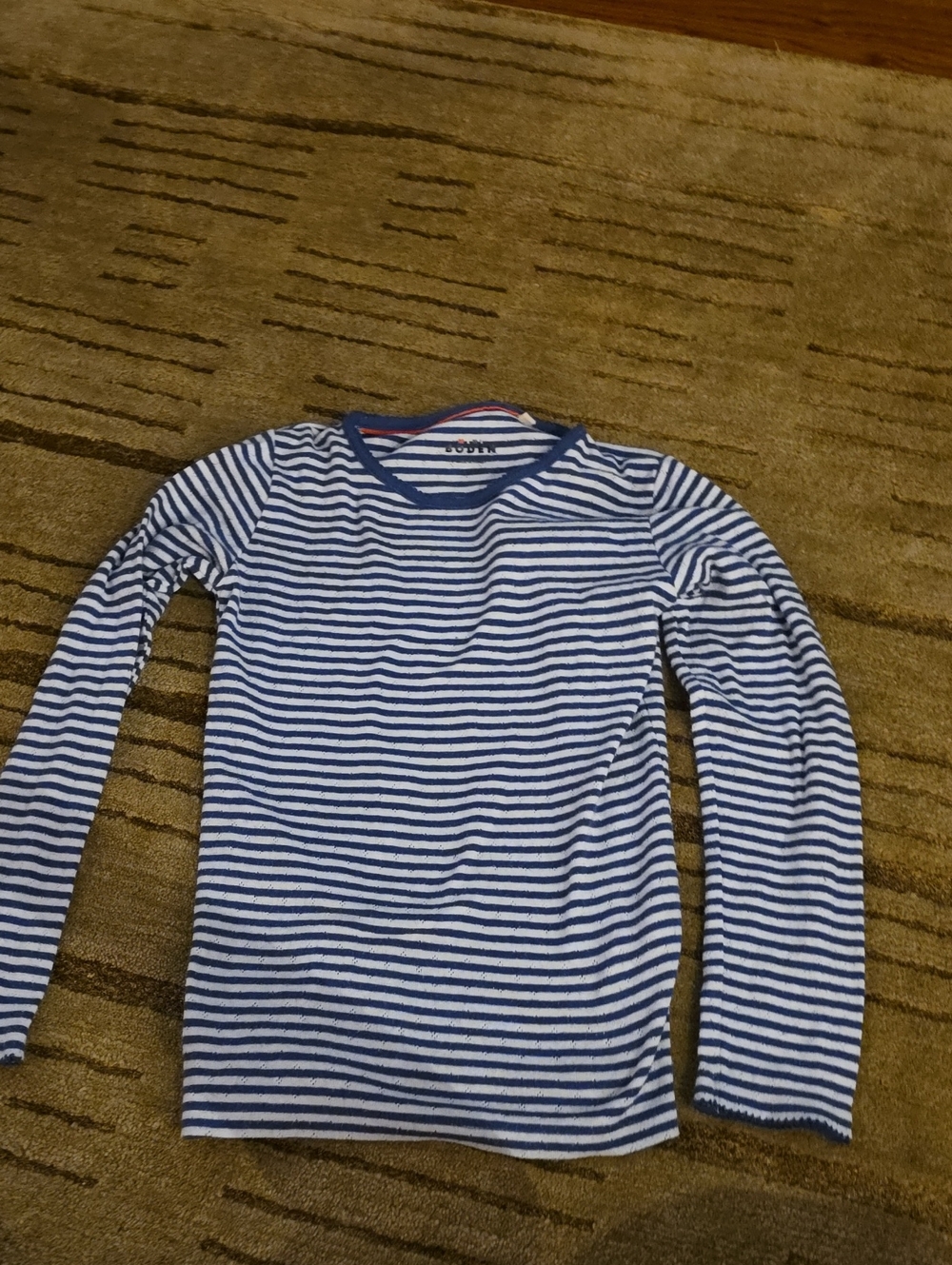 5/25 Mini Boden Blue & White Striped Tee Size 11- 12 ..